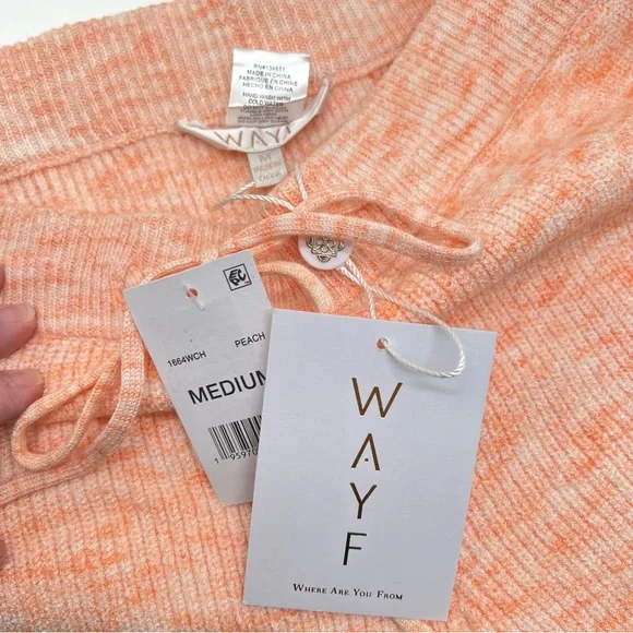 WAYF Ribbed Knit Drawstring Shorts Peach Size Medium - Picture 4 of 11